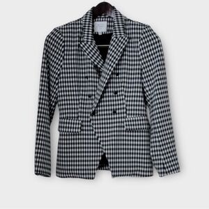 Anthropologie Maison d’ Amelie Black & White Checkered Women's Blazer sz small